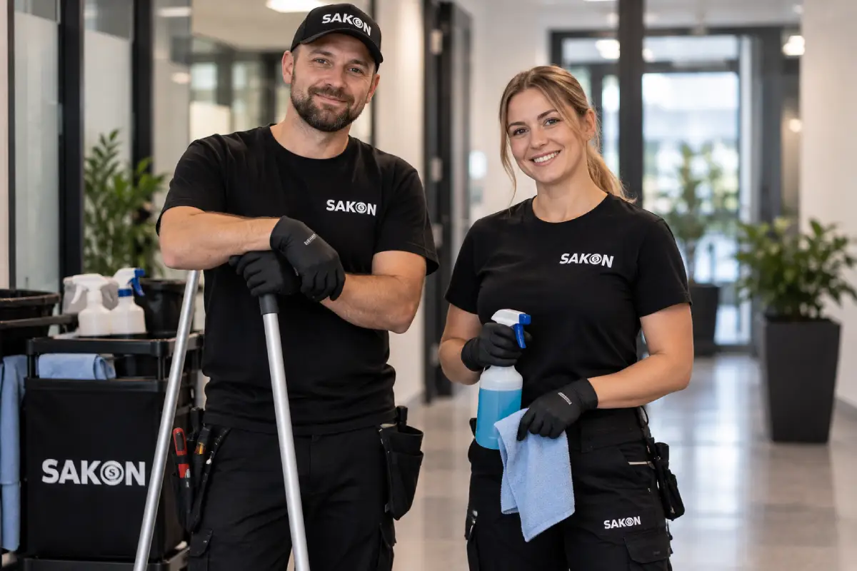 Städteam i en modern kontorsmiljö – byggstädning i Stockholm – SAKON Städ